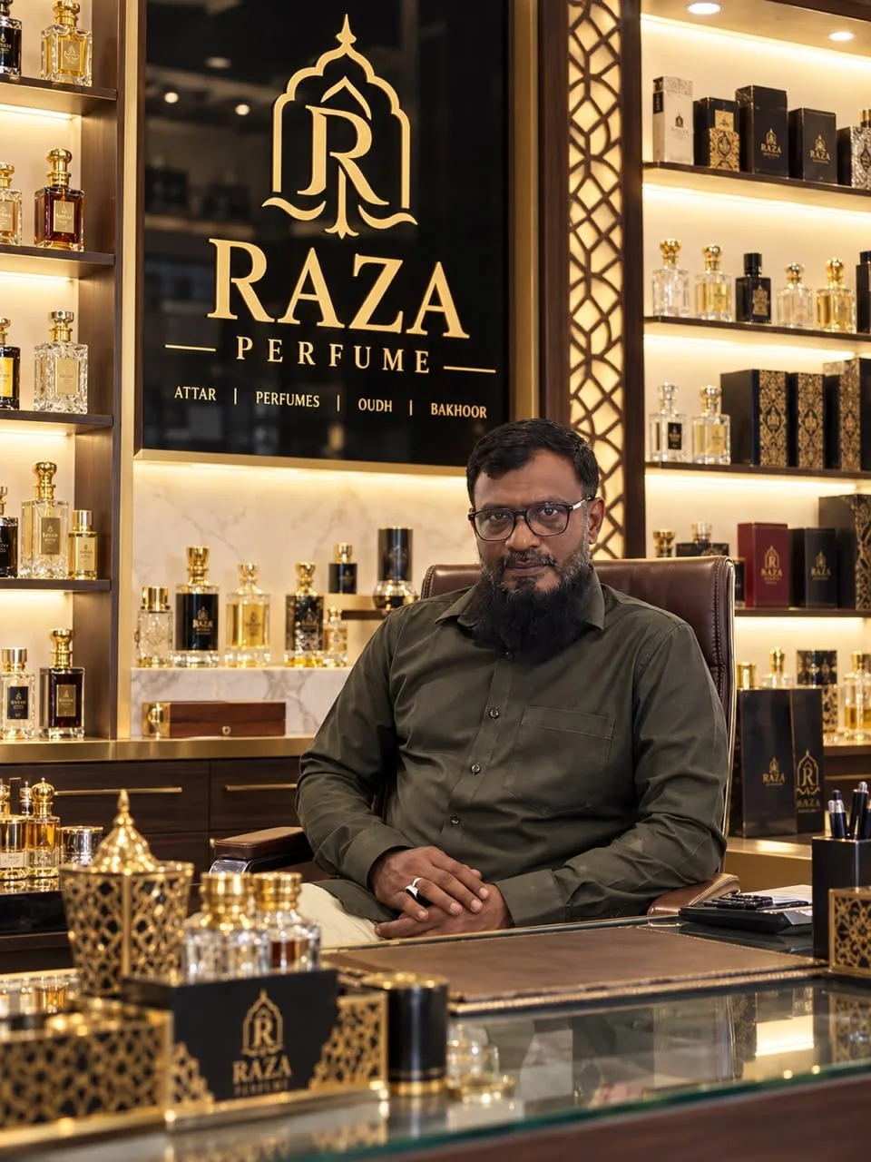 Liyaqat Sayed, founder and owner of Raza Perfume, at the Raza Perfume counter